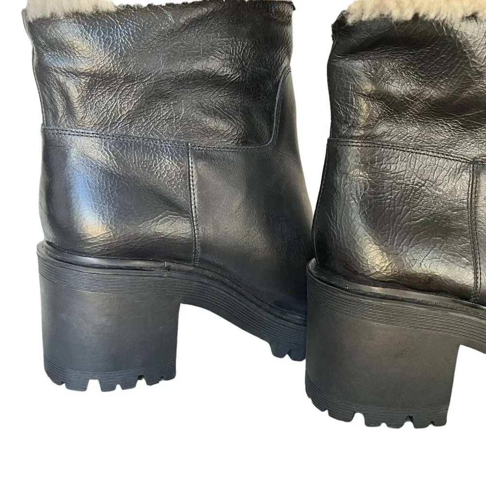 Marc Fisher Willow Leather Sherpa Cuff Pull On Ankle Boots - Picture 7 of 8